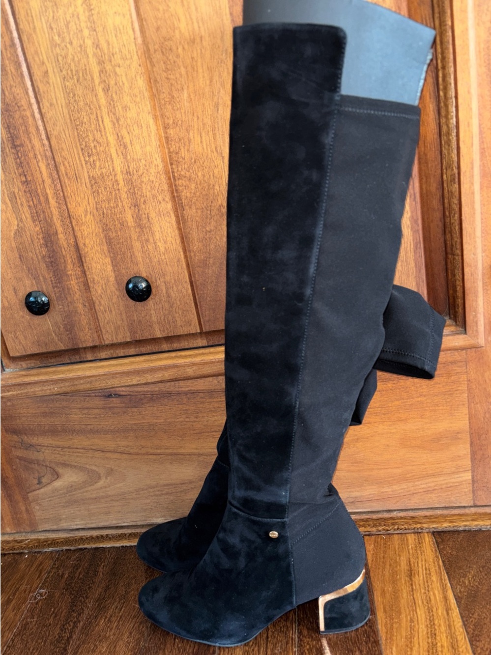 DKNY Black Over-the-Knee Suede Block Heel Boots